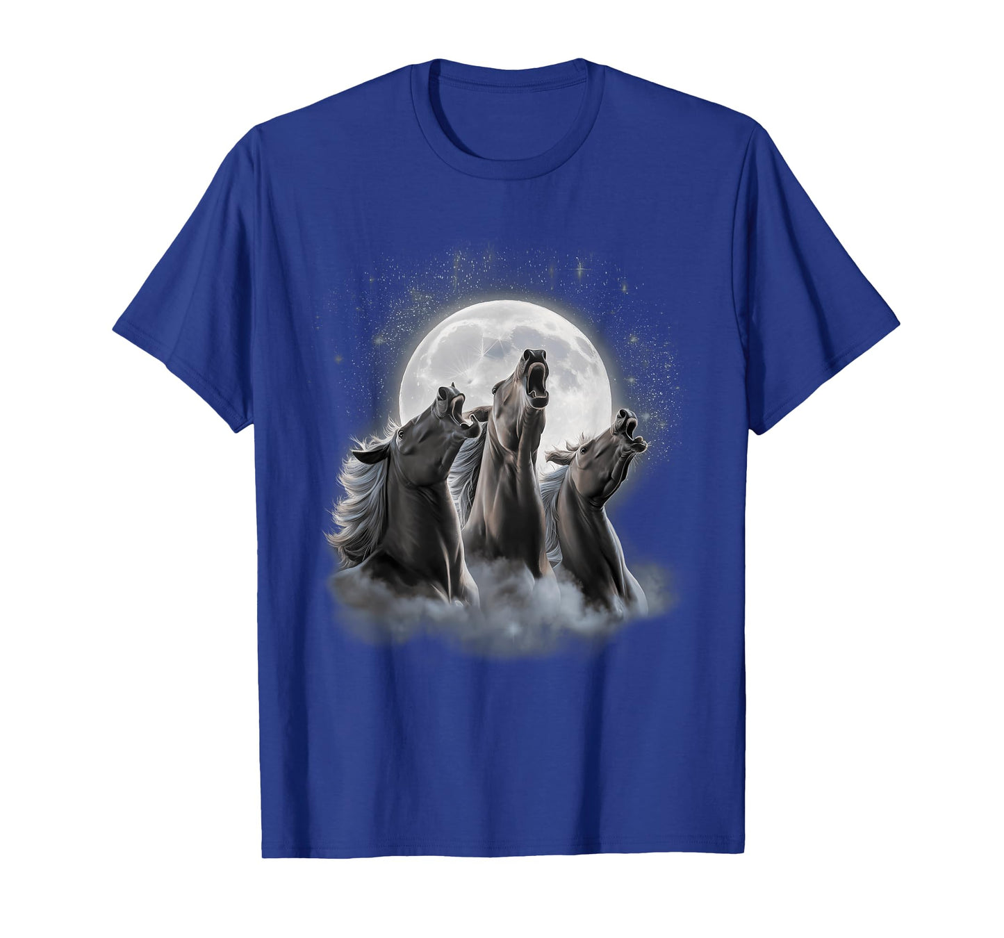 3 Horses Howling At The Moon Funny Horse Lover Equestrian T-Shirt