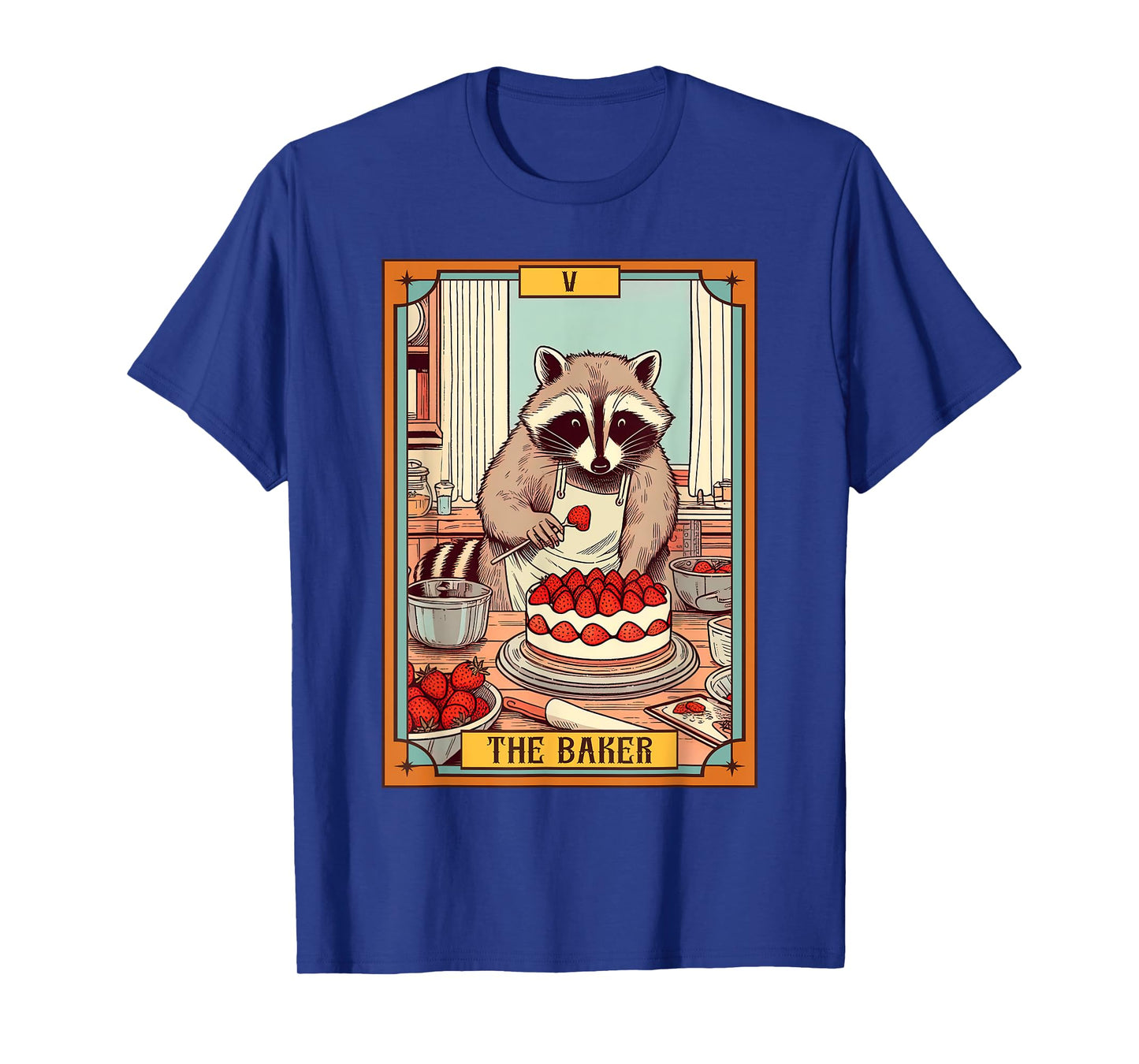Baker Baking Lover Racoon making Cake The Baker Tarot Card T-Shirt