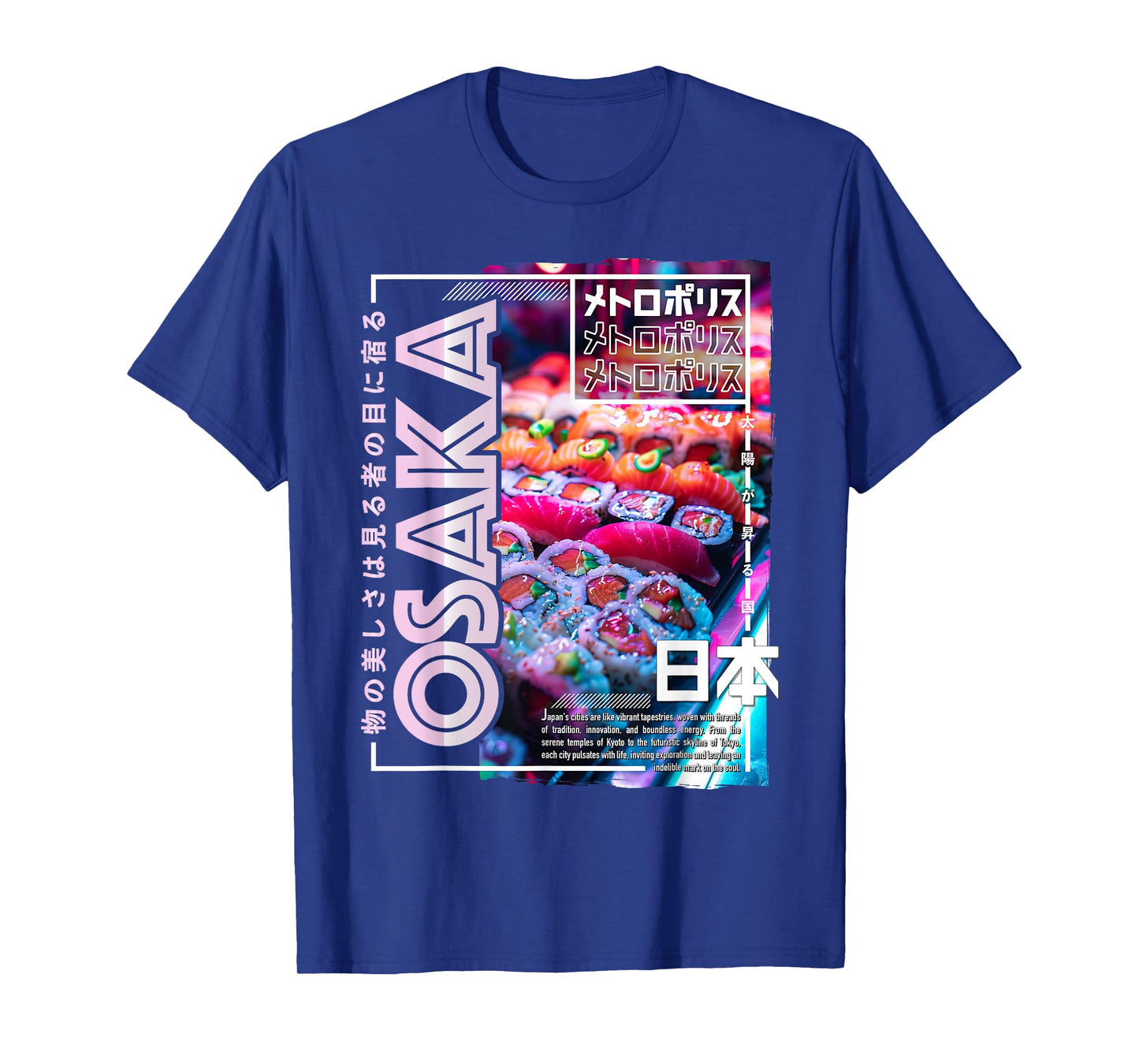 Osaka City 80s Synthwave Sushi Japan Osaka T-Shirt