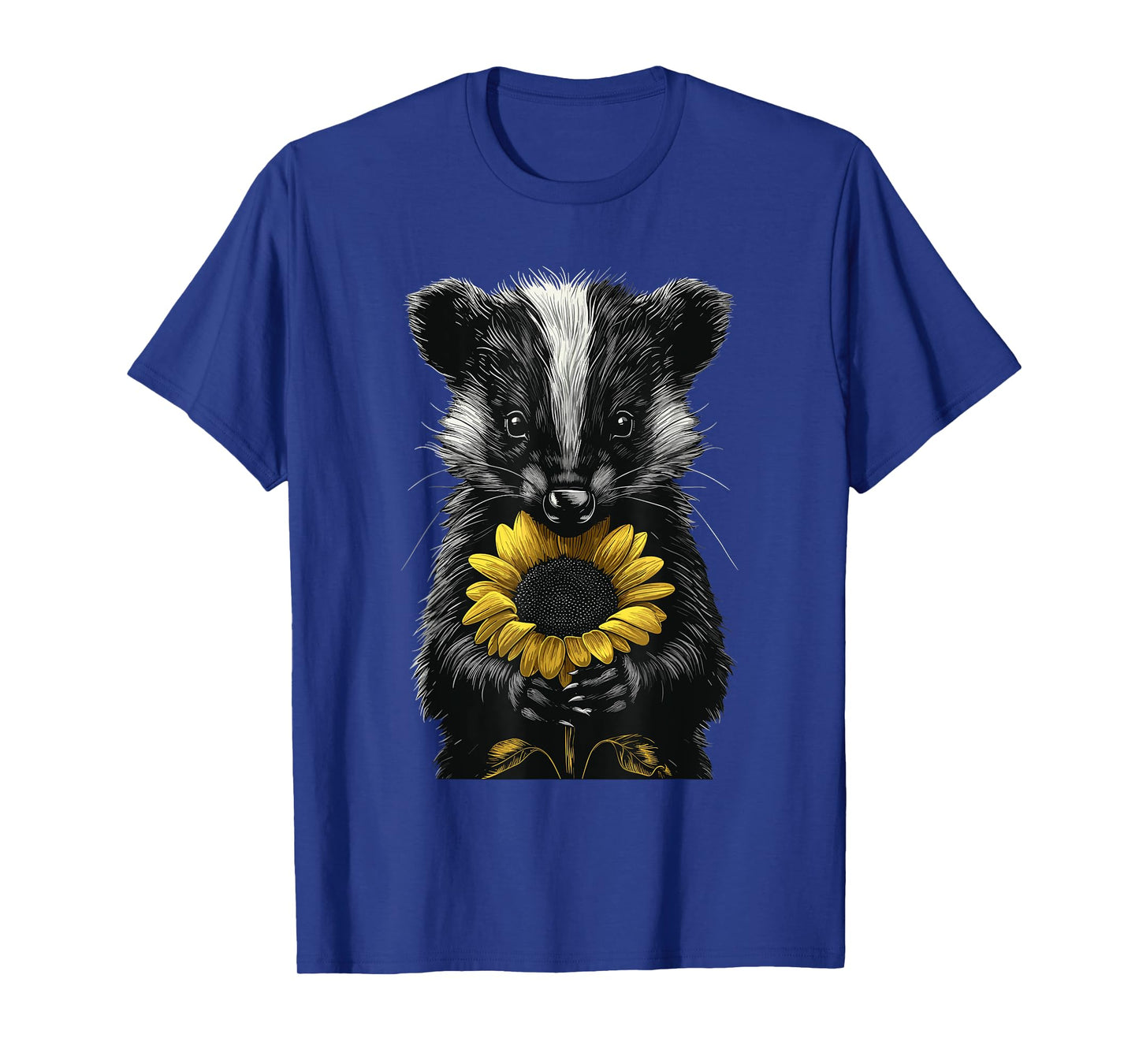 Skunk Holding Sunflower Wildlife Animal Cute Flower T-Shirt