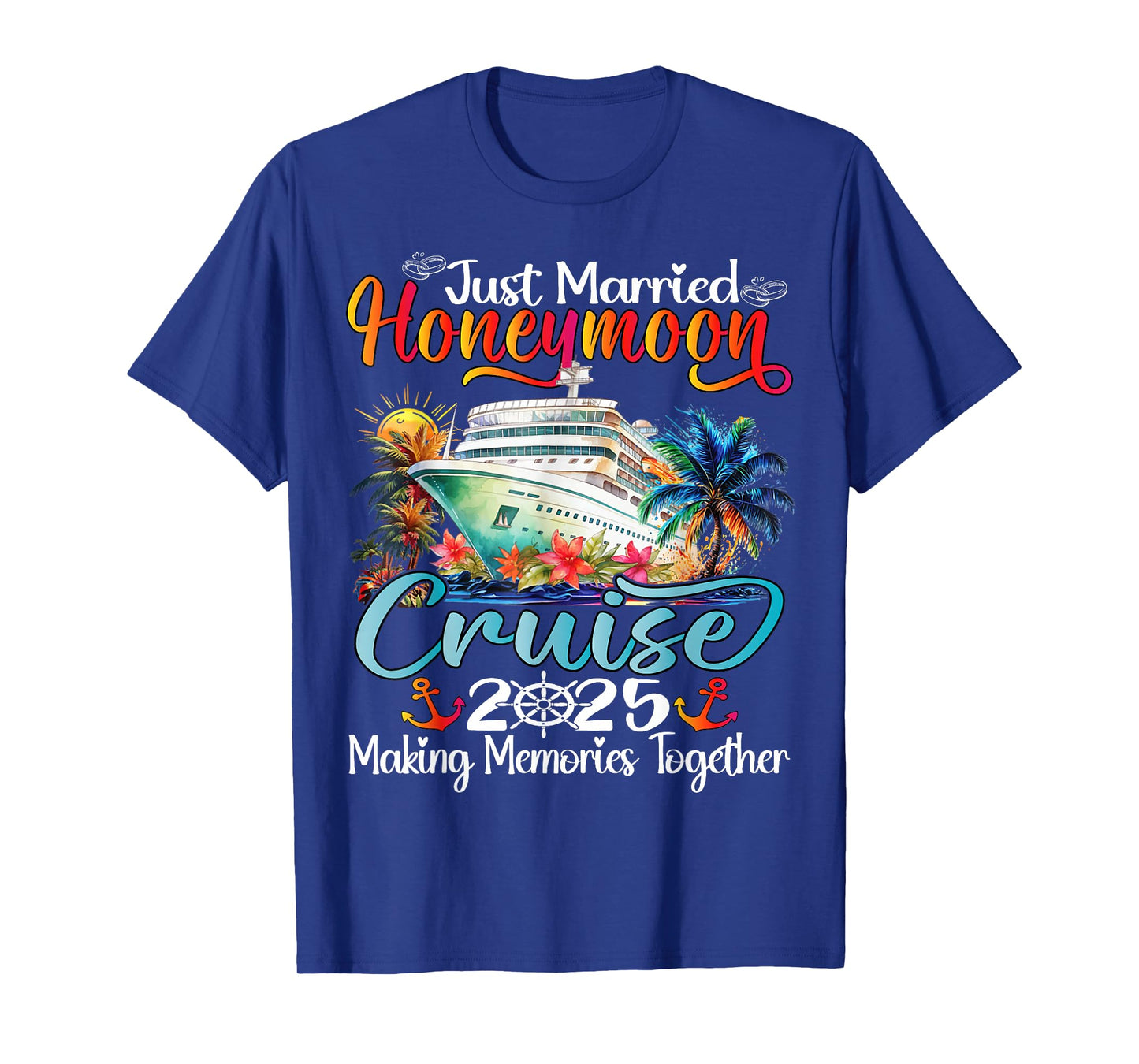 Honeymoon Cruise 2025 Just Married Matching Couples Vacation T-Shirt