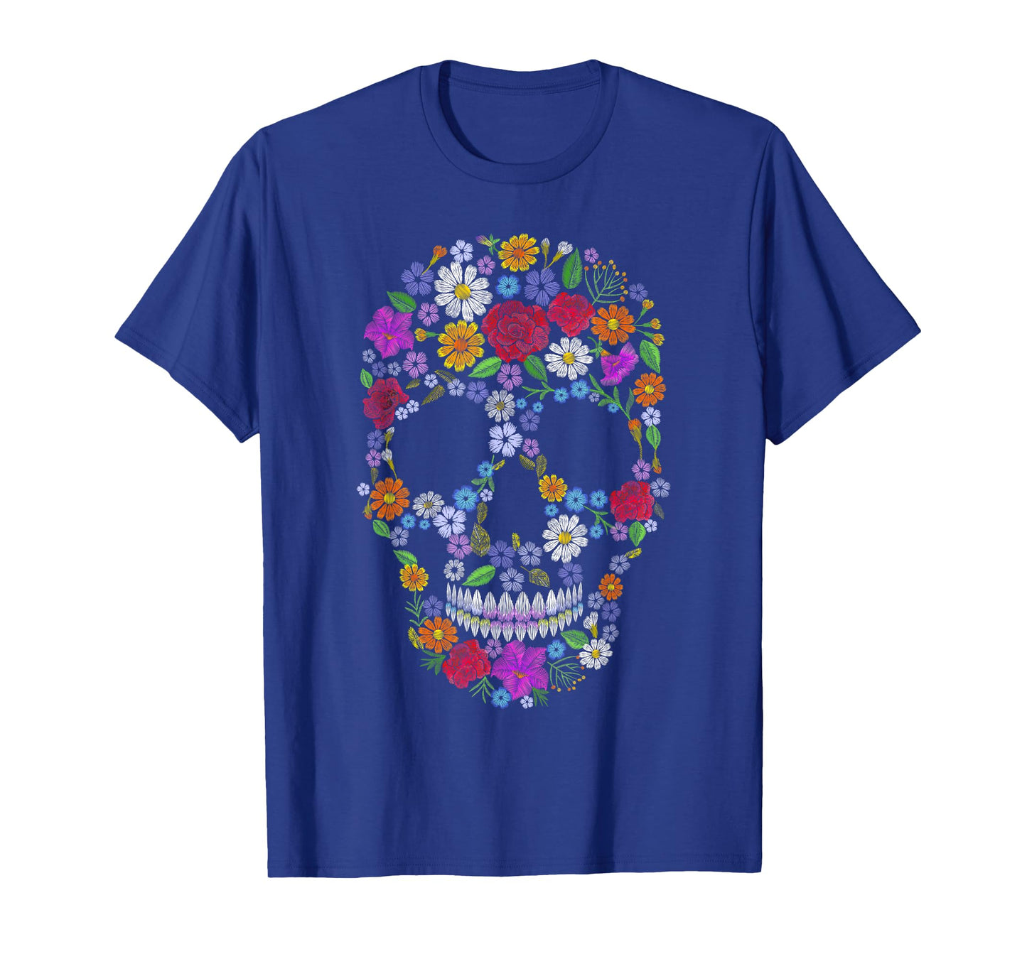 Dia de los Muertos Floral Sugar Skull Mexican Halloween T-Shirt
