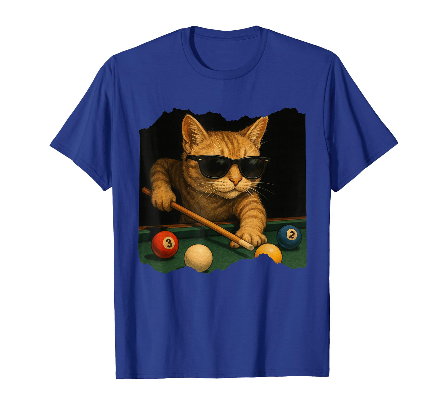 Cat Playing Pool Billiards in Lounge Cool Funny Cats T-Shirt