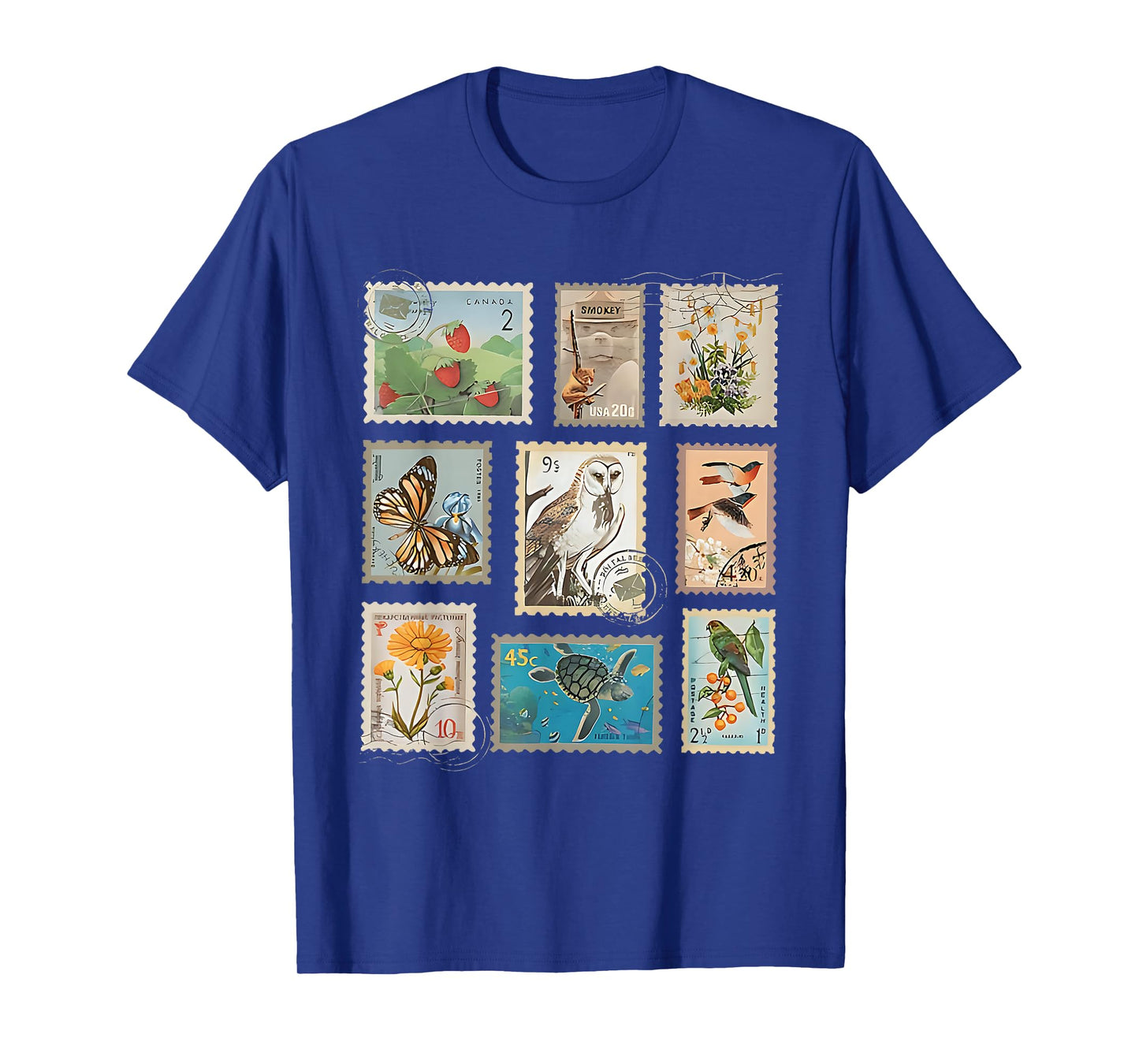 Vintage Stamps Wildlife Plants Aesthetic Postage Postal T-Shirt