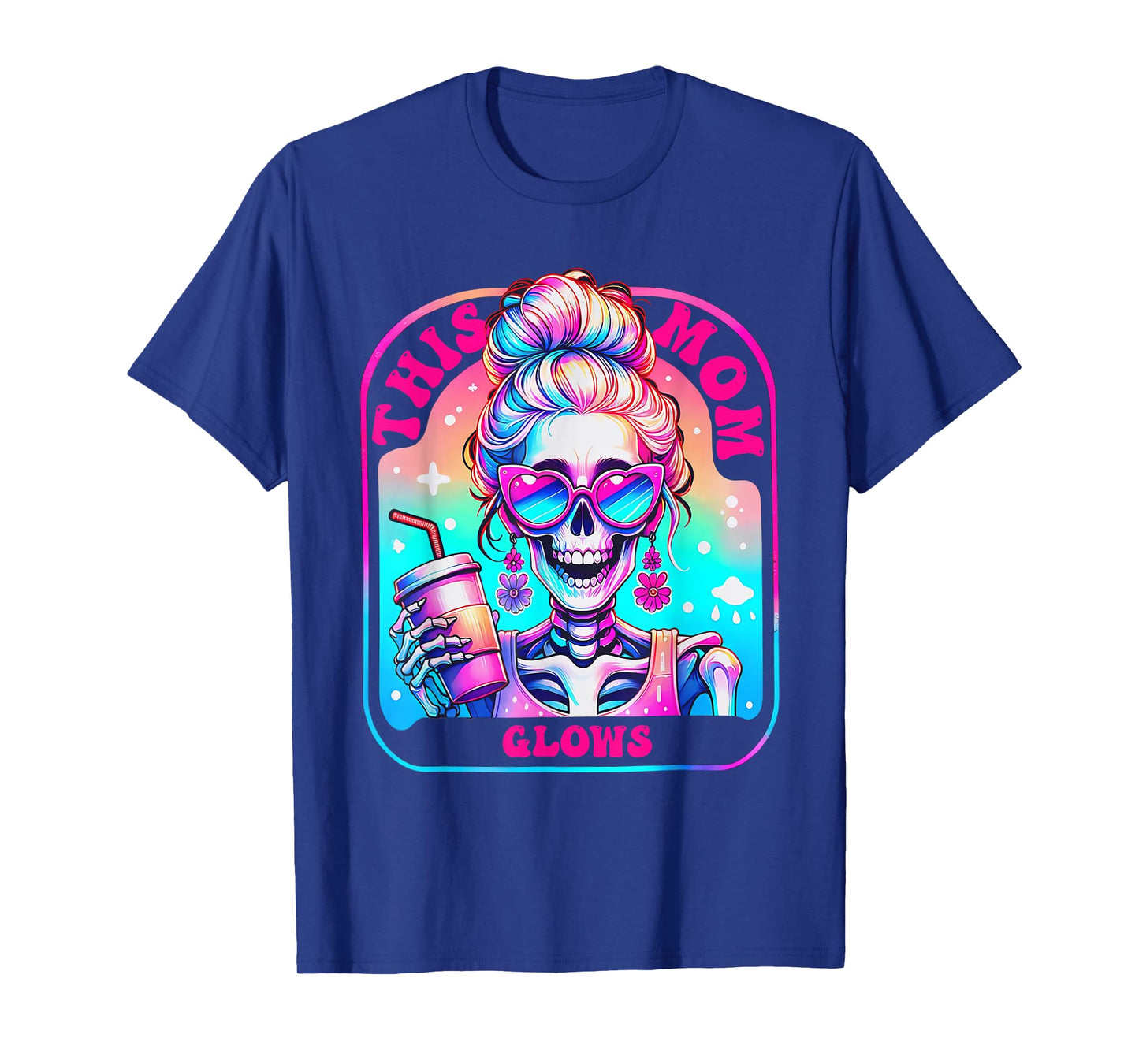 This Mom Glows Skeleton Mom Colorful Design T-Shirt