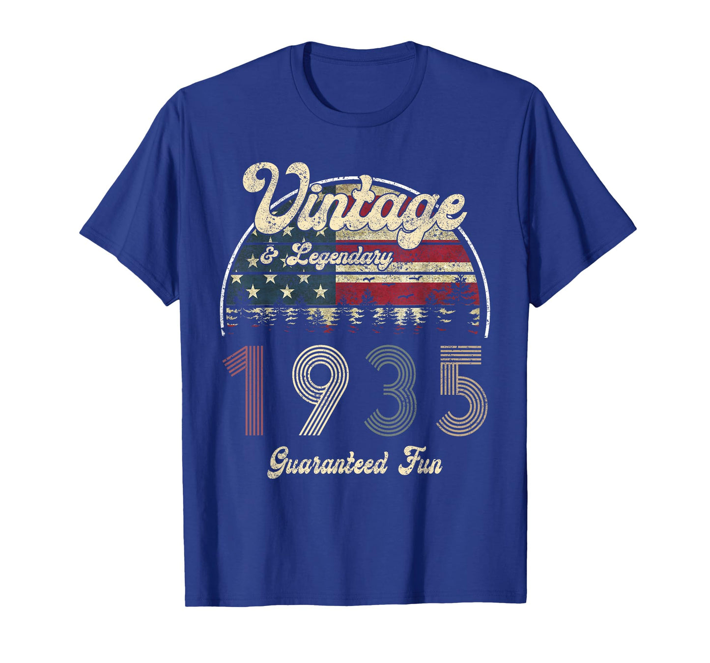 Women 89th Birthday Gift Vintage 1935 Patriotic USA Flag Mom T-Shirt