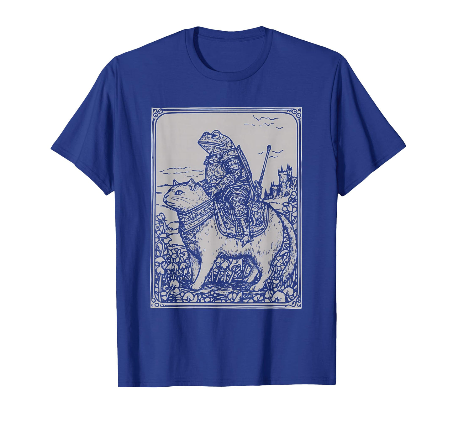 Funny Medieval Frog On Cat Weird Stuff Unhinged Cat Memes T-Shirt