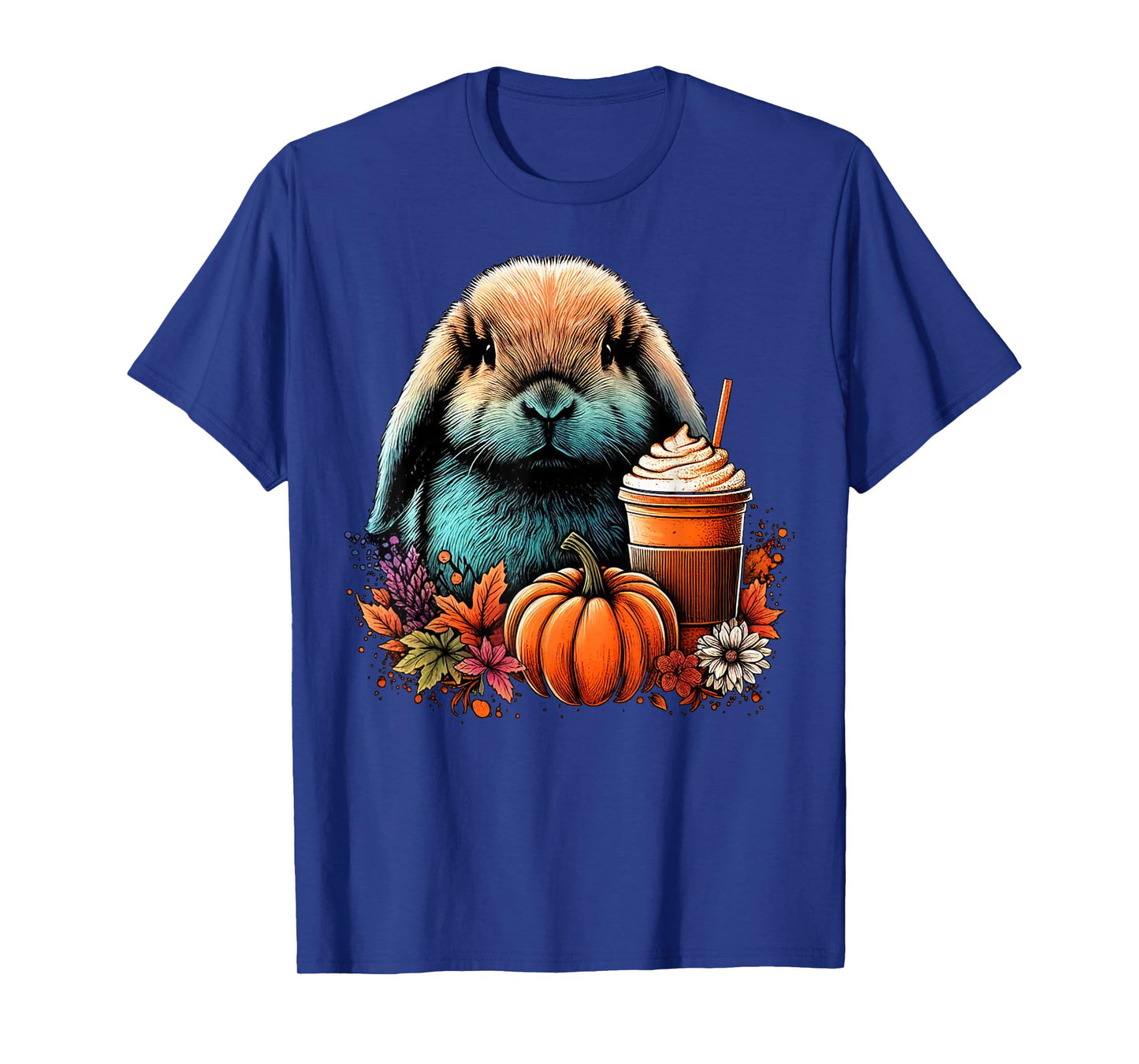 Holland Lop Rabbit Pumpkin Spice Latte Lovers Bunny Autumn T-Shirt