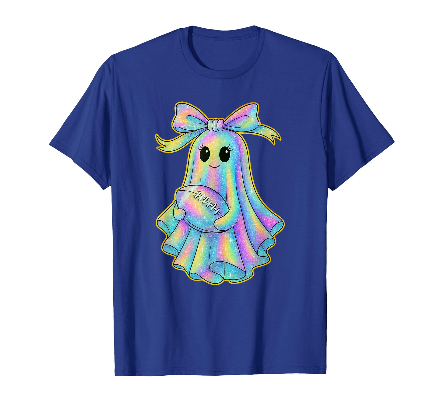 Cute Football Ghost Pastel Halloween Team Spirit Coquette T-Shirt