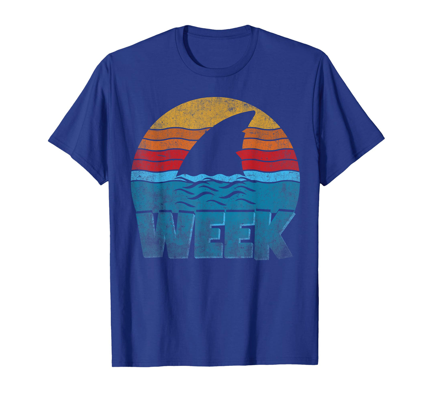 Retro Shark Fin Week 2025 Shark Lover Ocean Wildlife Summer T-Shirt