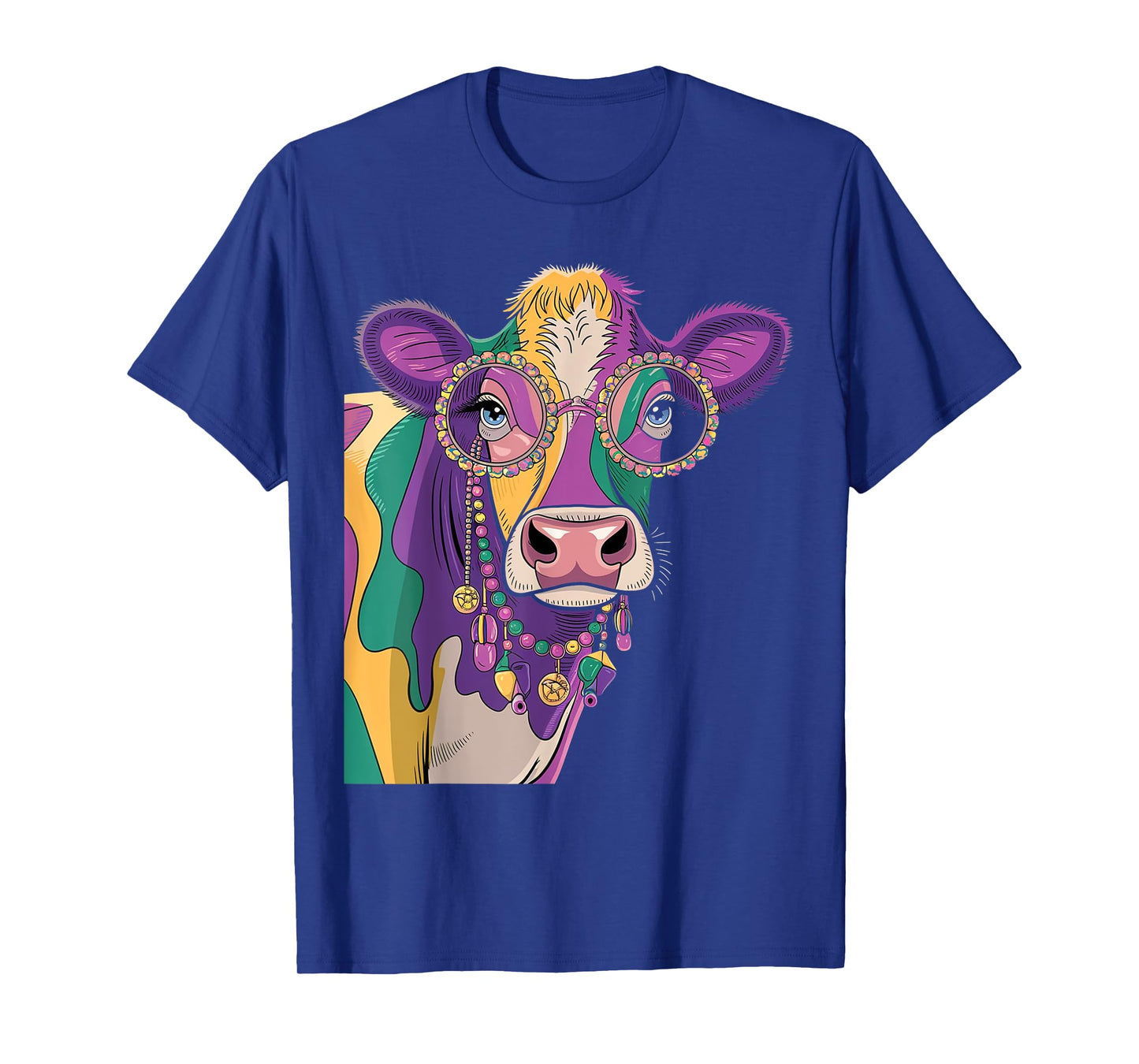 Fun Cow Mardi Gras 2025 Colorful Watercolor Festival T-Shirt