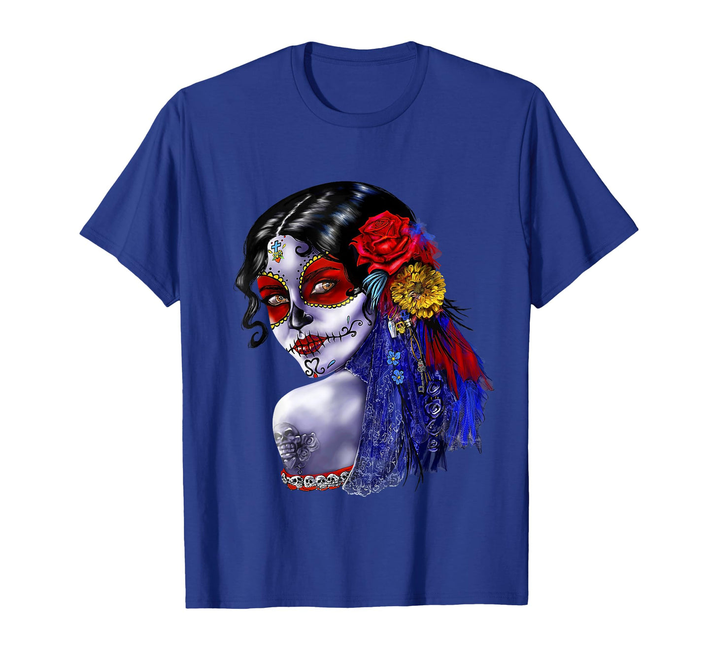 Day Of The Dead Beauty With Flowers T-Shirt