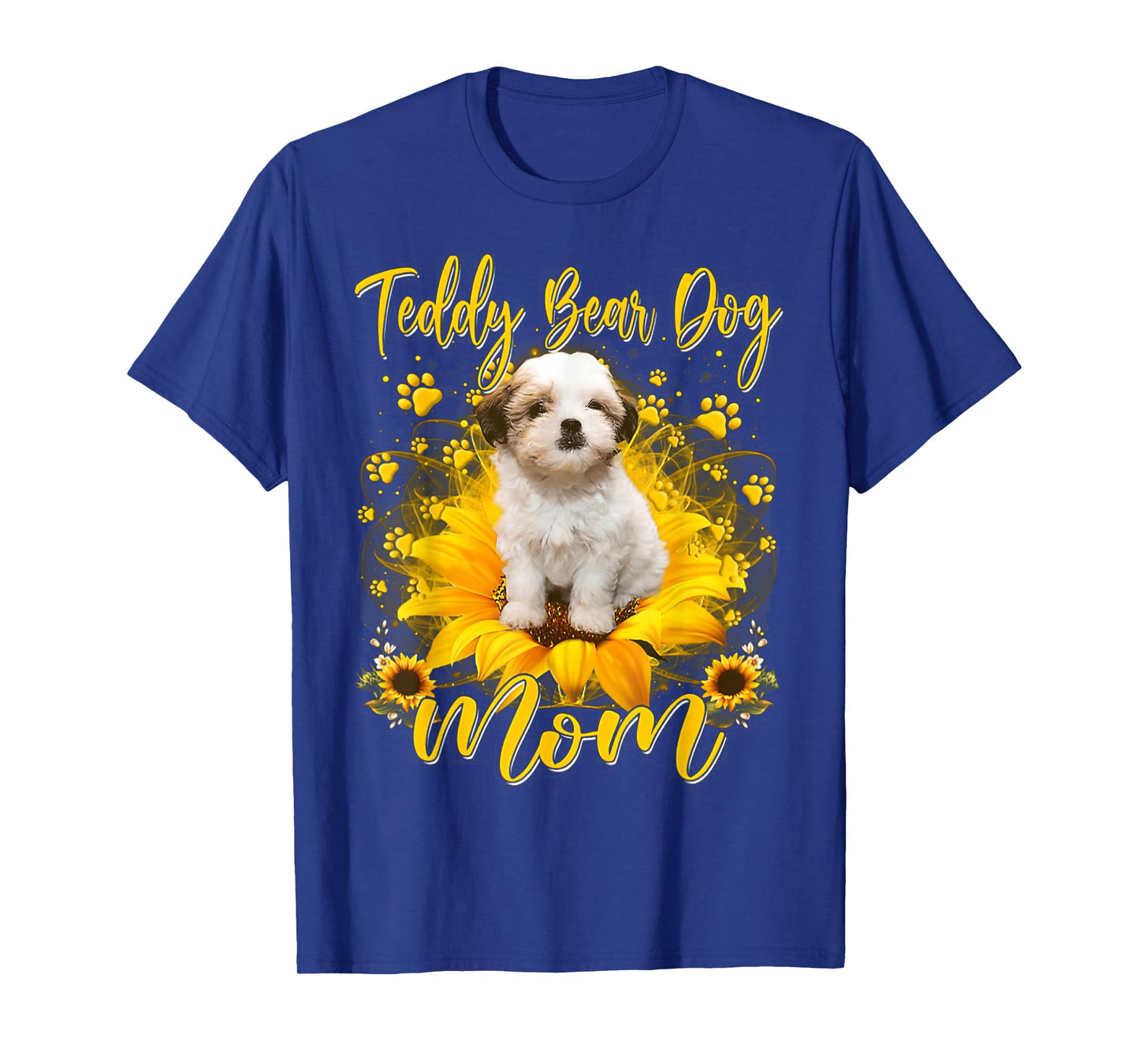 Teddy Bear Dog Mom With Sunflower Dog Paws Mothers Day T-Shirt