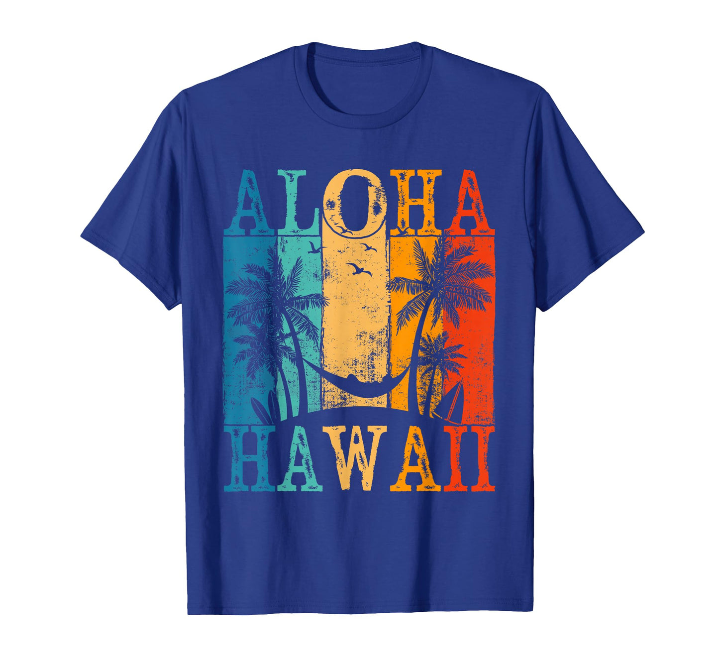 Aloha Hawaii Hawaiian Island Vintage Palm Trees Sunset T-Shirt