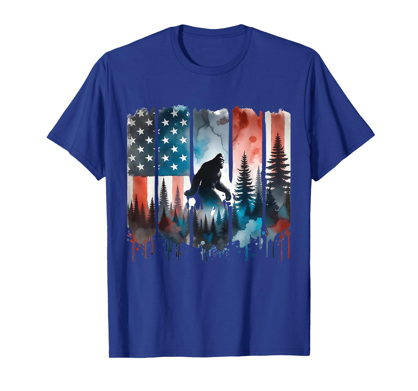 Big Foot Bigfoot Sasquatch American Flag Patriotic 4th July T-Shirt
