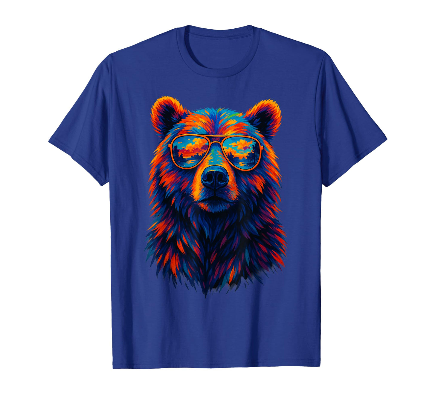Cool Bear Sunglasses Wildlife Sunset Retro Art Colorful Bear T-Shirt