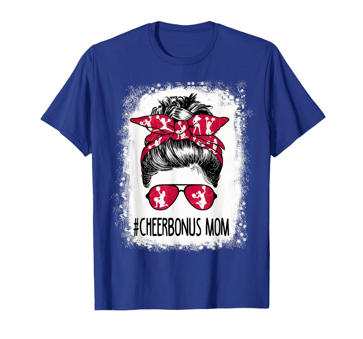 Bleached Cheer Bonus Mom Messy Bun Cheerleader T-Shirt