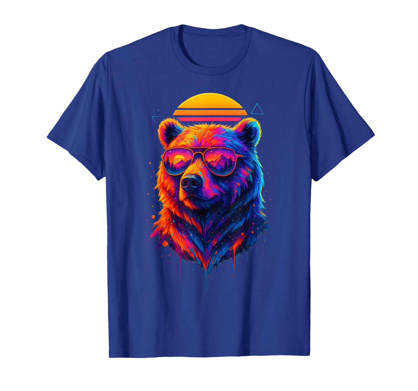 Retro Bear Wearing Sunglasses Wildlife Graphic Colorful Bear T-Shirt