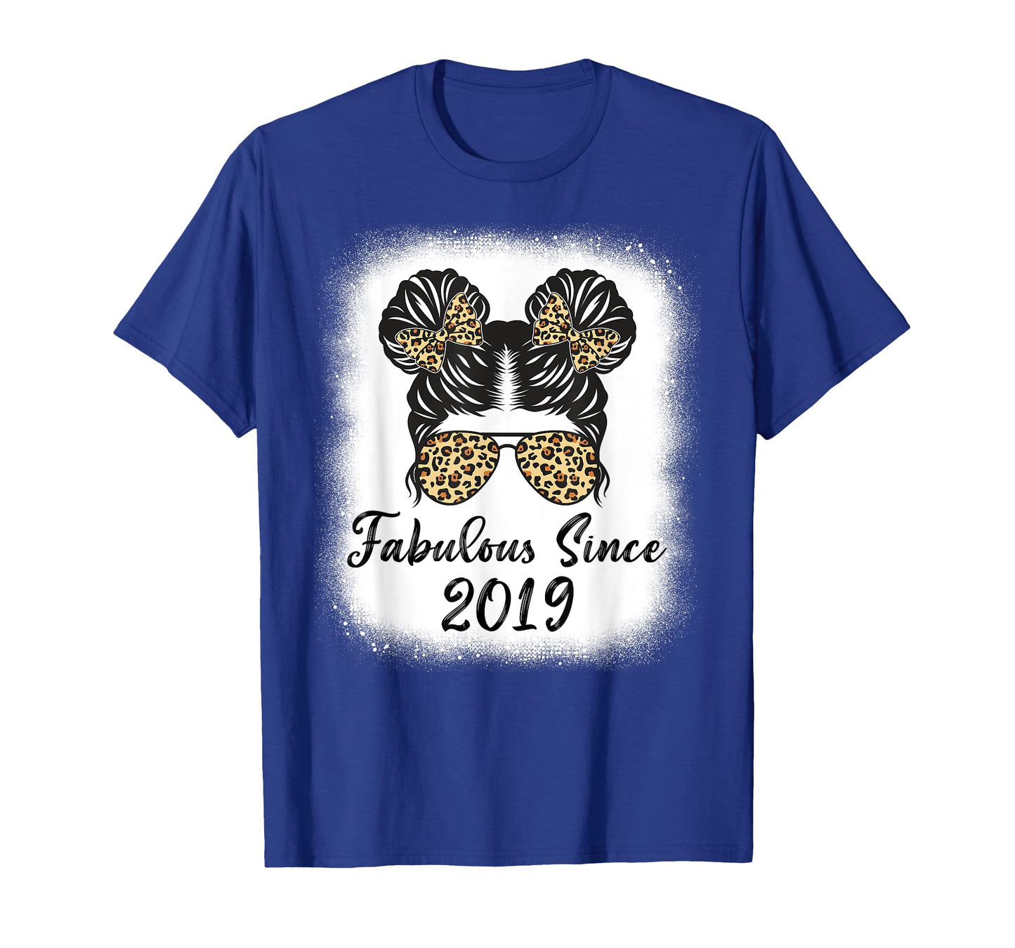 Fabulous Since 2019 Leopard Messy Bun Girl Life 5th Birthday T-Shirt