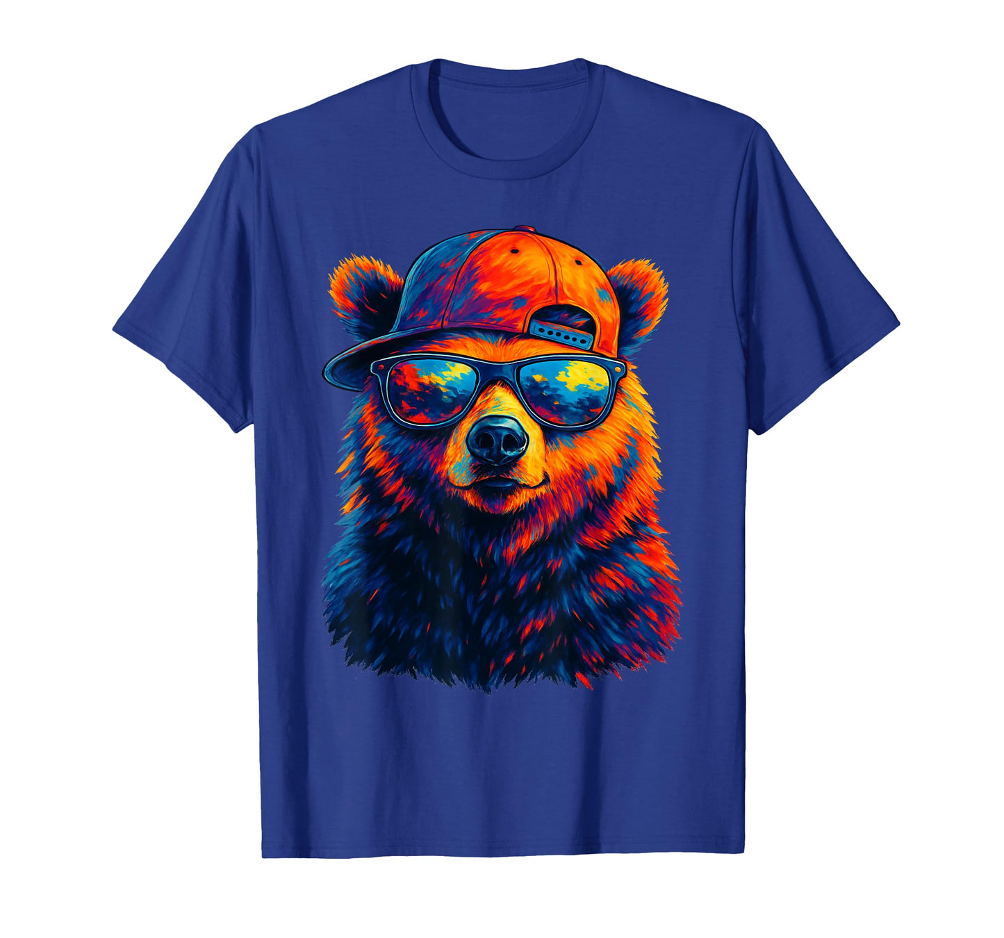 Colorful Bear Wearing Sunglasses Wildlife Artwork Graphic T-Shirt