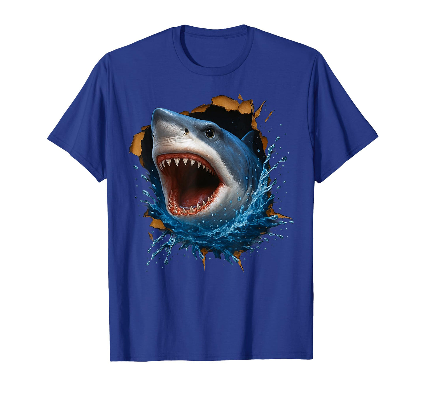 Great White Shark Torn Cloth Funny 3D Graphic T-Shirt
