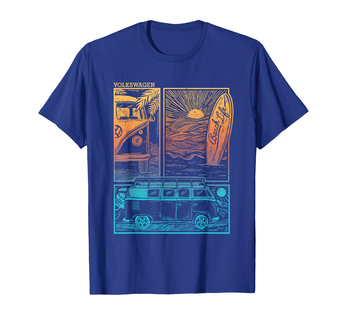 Volkswagen Beach Life Camper Sunset Doodle T-Shirt for Men Women