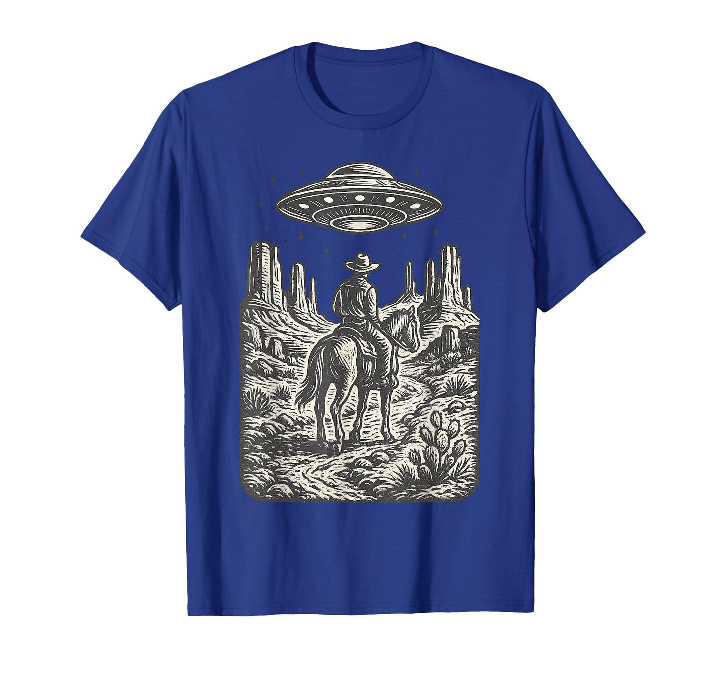 Cowboy UFO Desert Country Retro Western Sci-Fi T-Shirt