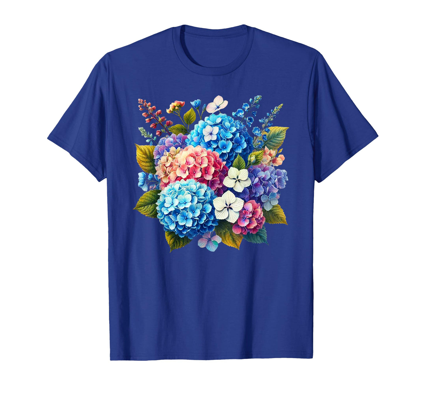 Multicolored Hydrangea Hortensia Flowers Shapes Mania T-Shirt