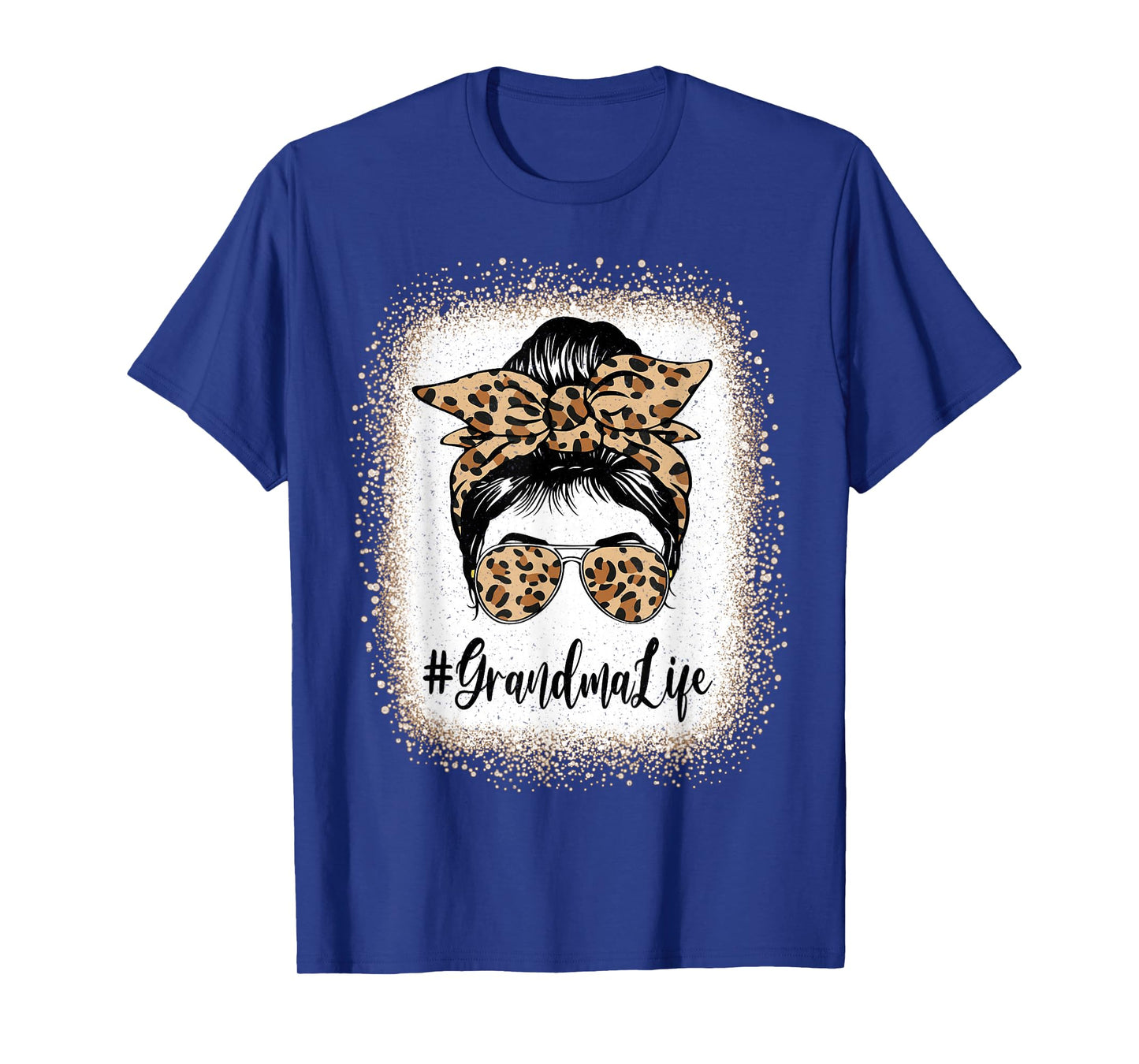 Grandma Life Bleached Leopard Messy Bun Mother's day T-Shirt
