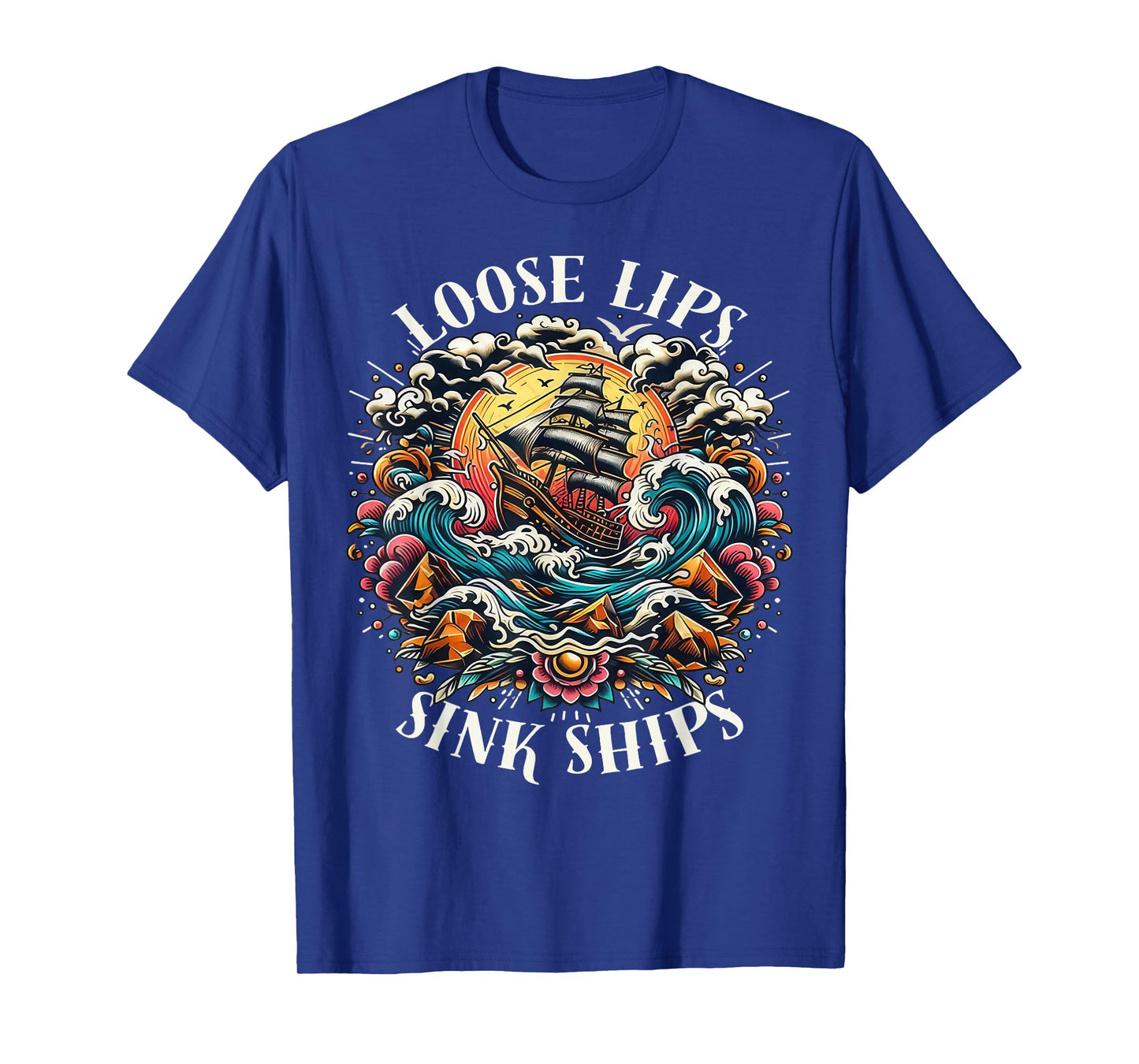 Vintage Loose Lips Sink Ships Traditional Nautical Sailor T-Shirt