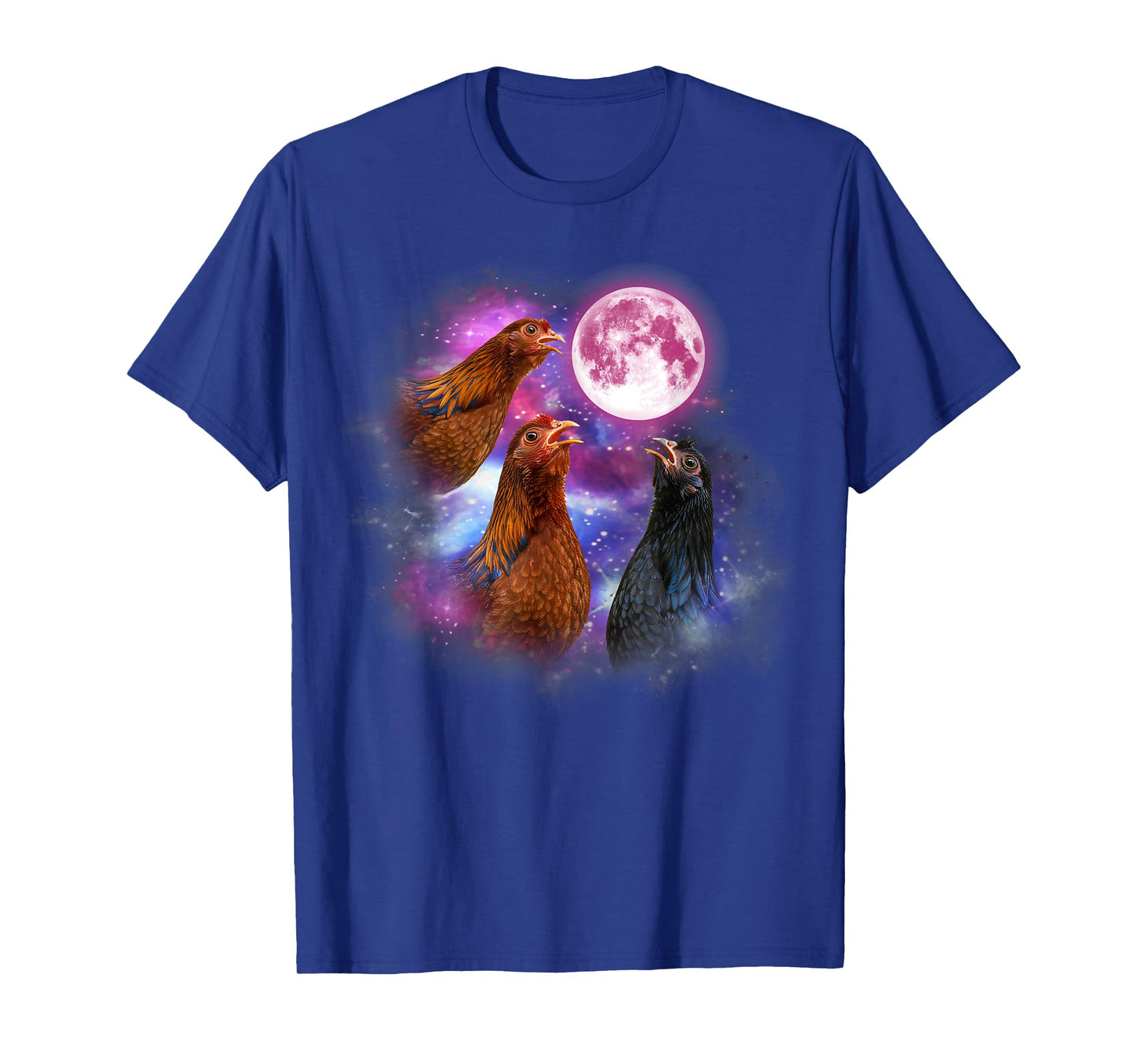 Three chickens Howling At The Moon Wildlife colorful T-Shirt