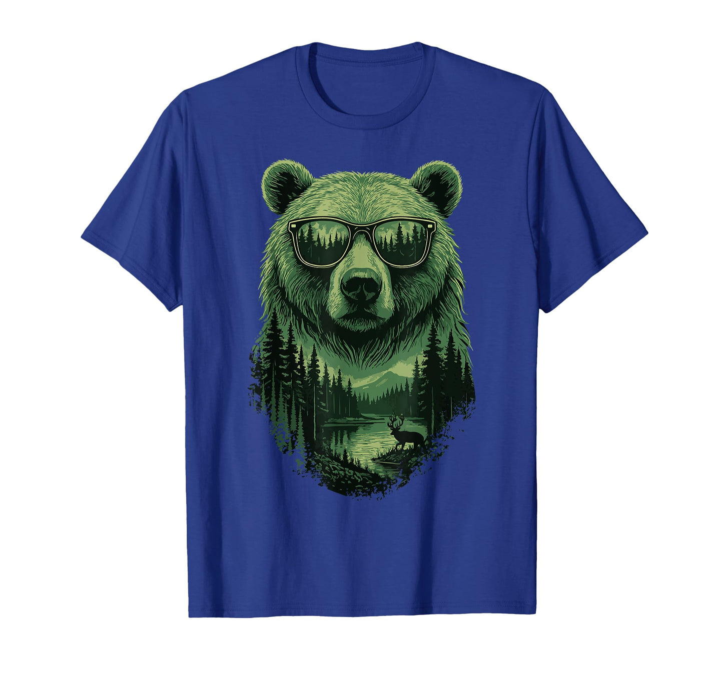 Bear Sunglasses Wildlife Deer Campfire Nature Vintage Forest T-Shirt