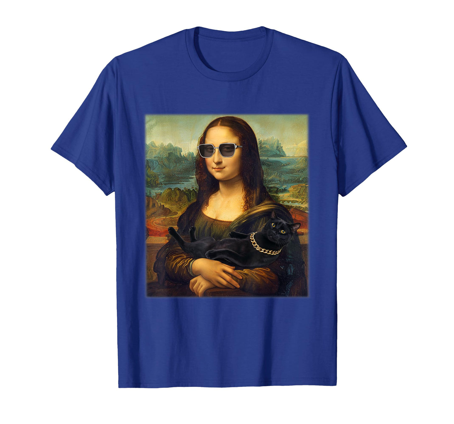 Mona Lisa Holding Cat Funny Cat Lover Art Painting Men Women T-Shirt