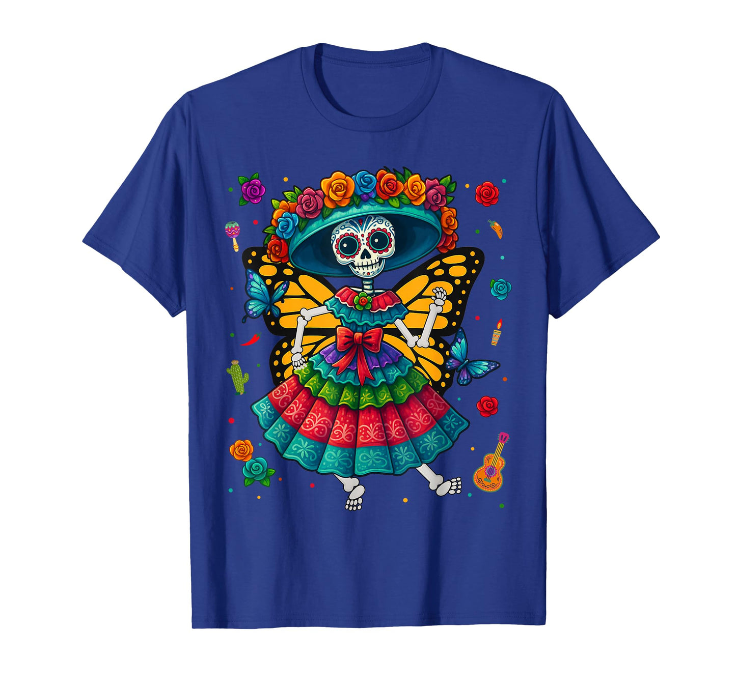 Dia De Los Muertos Monarch Butterfly Day of Dead Girl Women T-Shirt