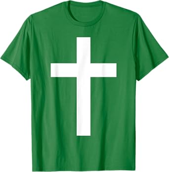 White Christian Jesus Cross Green T-Shirt