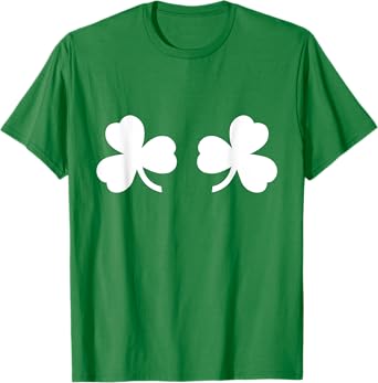 Shamrock Boobies - Adult Green Irish Breasts Lucky Clovers T-Shirt