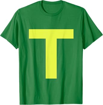 Letter T in Yellow on Green Costume Halloween Party T-Shirt