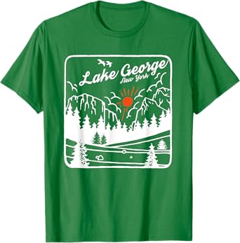 Lake George Souvenir Fishing Vintage Map Gifts New York NY T-Shirt