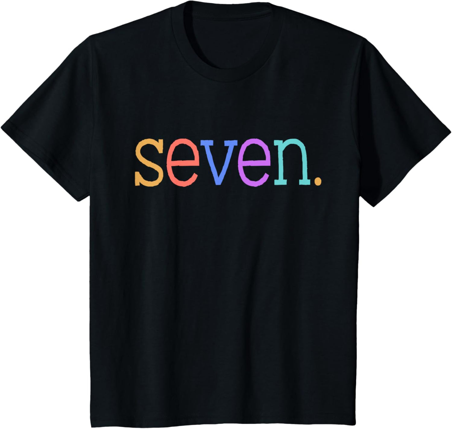Kids Seven Playful Colorful 7th Birthday Design 7-Year-Old T-Shirt