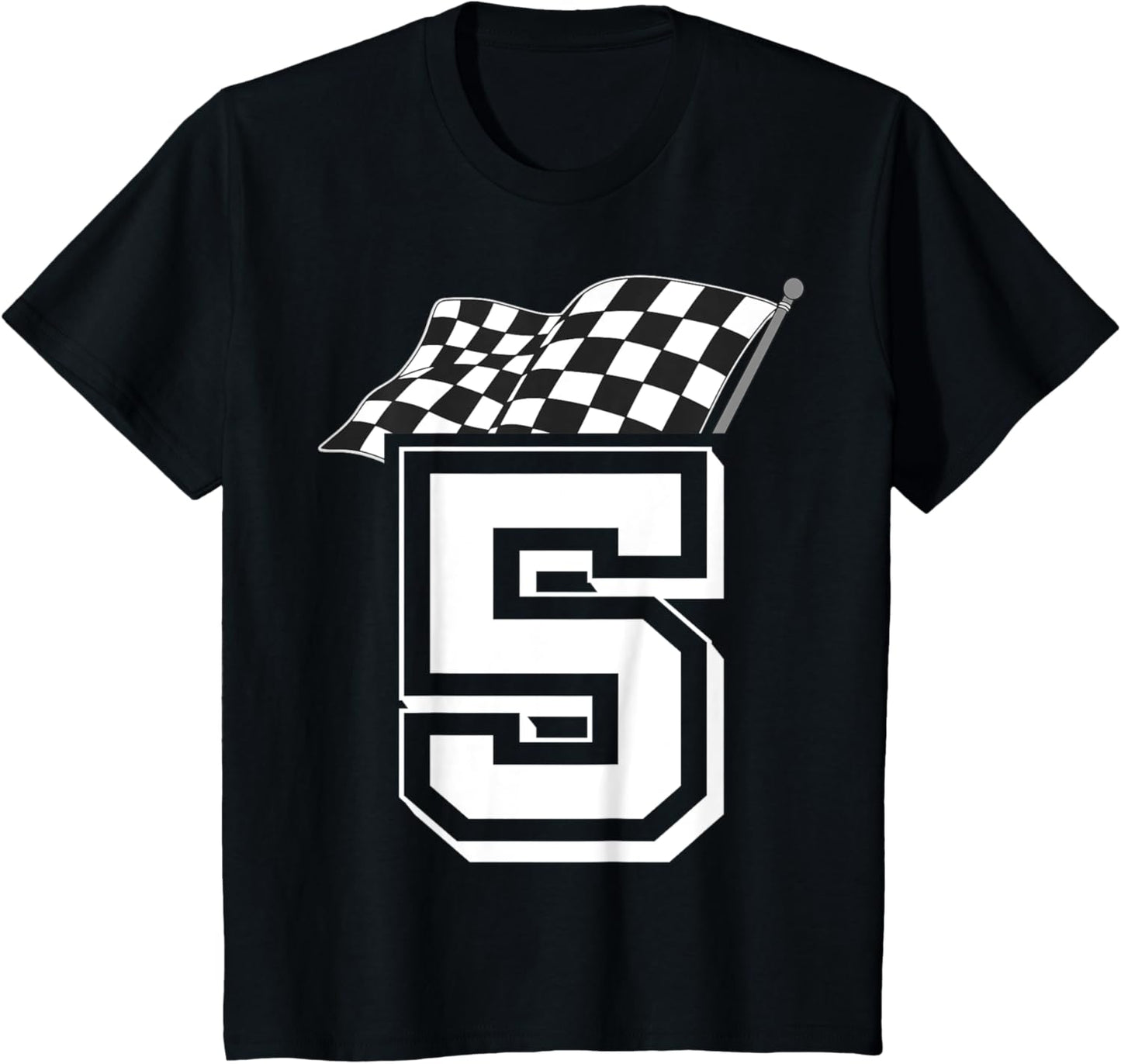 Kids Birthday Boy 5 Five Racing Flag 5th Birthday Race Car T-Shirt