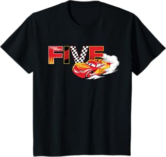Disney & Pixar's Cars Numbers 5 Fifth 5th Birthday Party T-Shirt