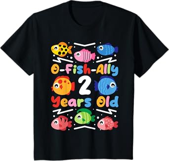 O-Fish-Ally 2 Years Old, Kids Fishing 2nd Birthday T-Shirt