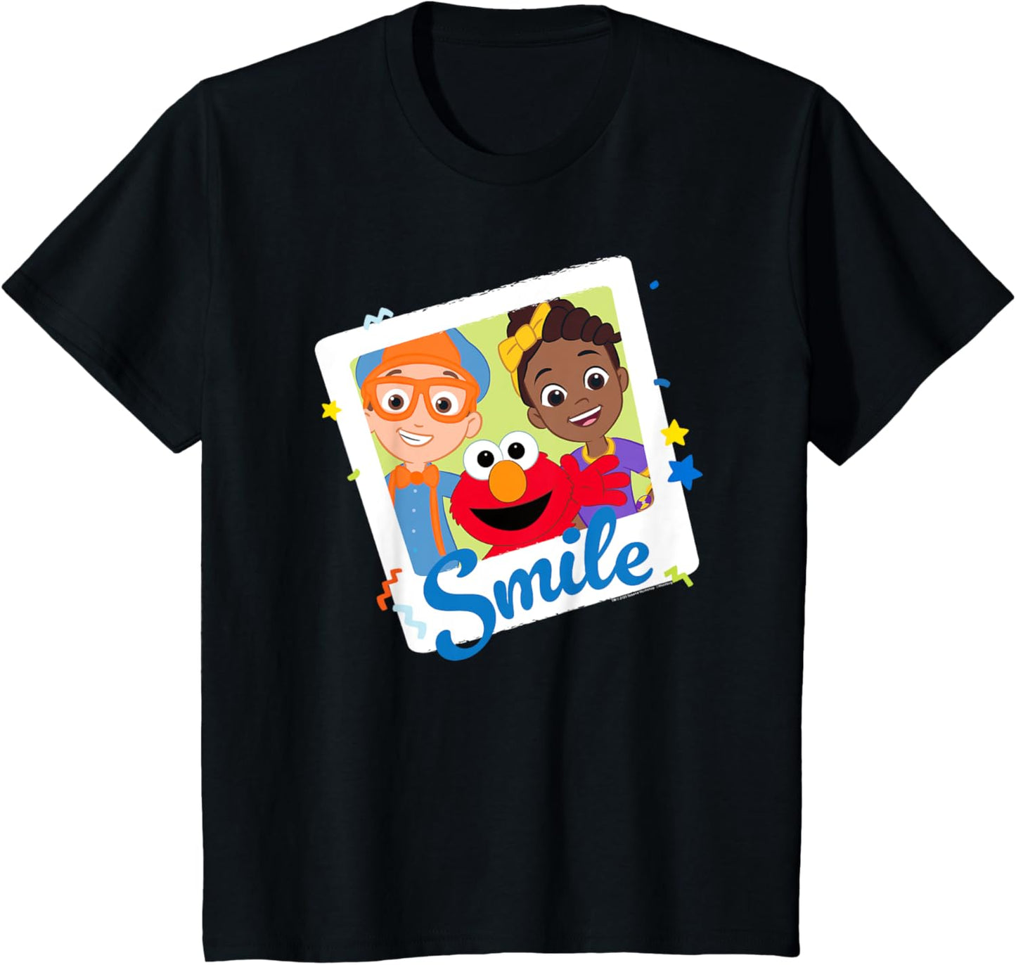 Kids Blippi Sesame Street Smile Blippi Elmo & Meekah Polaroid T-Shirt