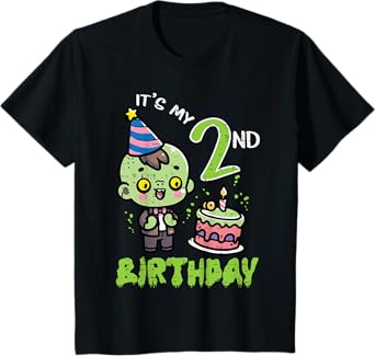 Its My 2nd Birthday Zombie 2 Year Old Bday Boys Girls Kids T-Shirt