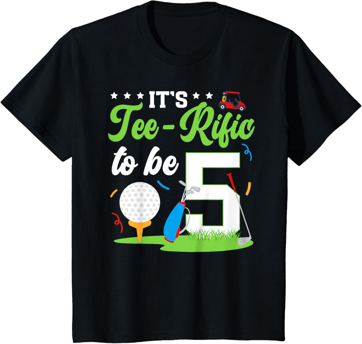 Kids 5th Golf Birthday Party 5 Year Old Golf Player Birthday T-Shirt