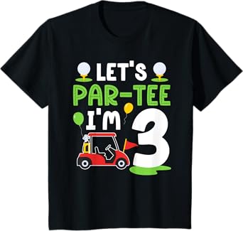 Kids 3rd Golf Birthday Party Three Year Old Golf Player Birthday T-Shirt