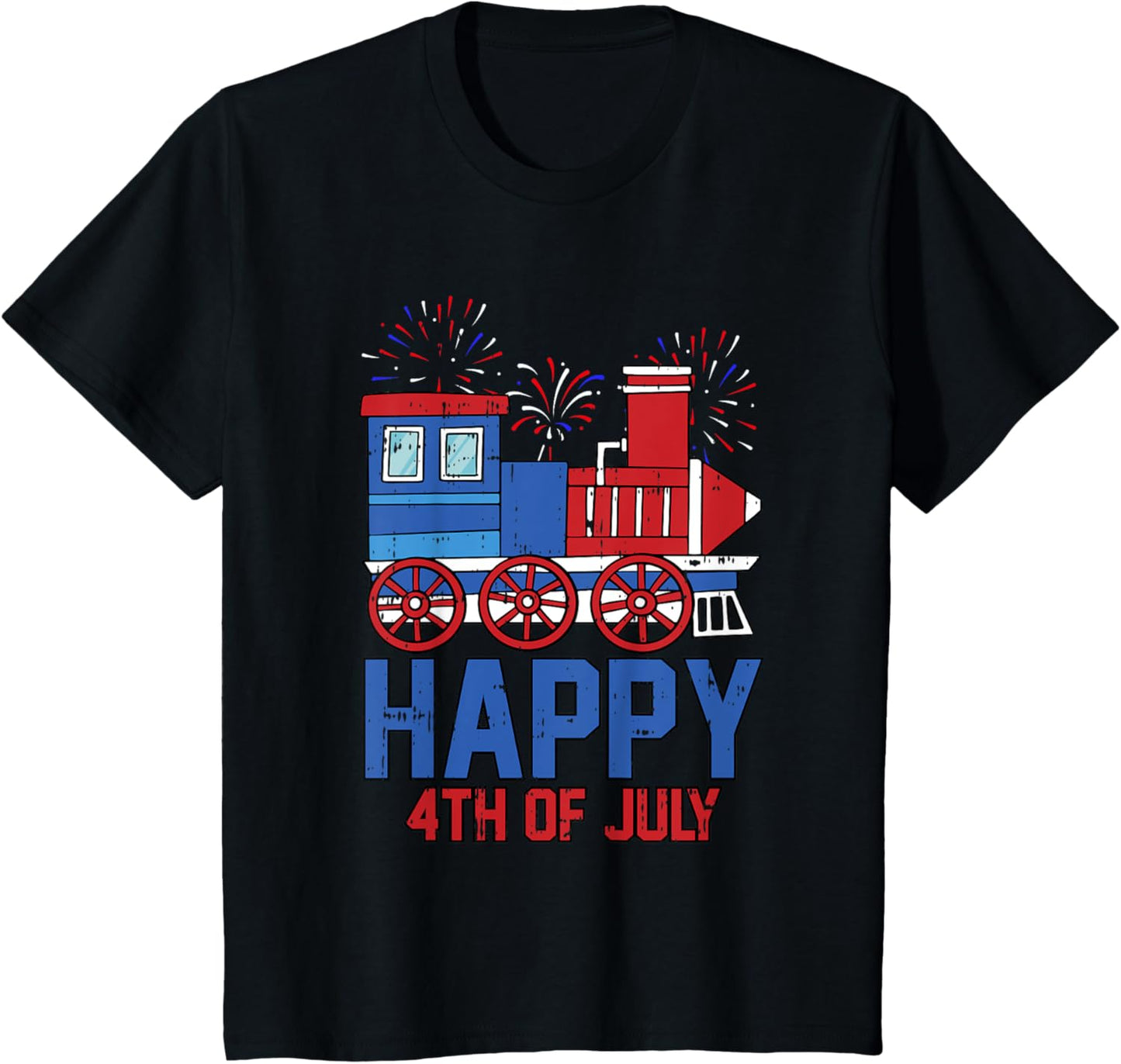 Kids Happy 4th Of July Vintage Caboose Toddler Boys Train Lover T-Shirt
