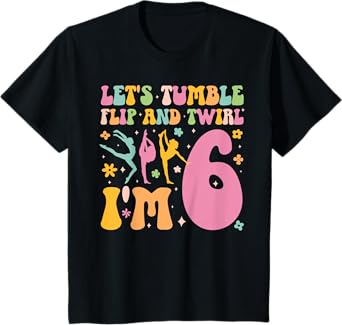Kids 6th Gymnastics Birthday Party 6 Year Old Gymnast T-Shirt