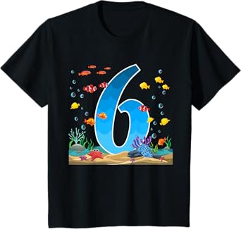 6 Year Old Ocean Birthday Under The Sea Fish Theme 6th Gift T-Shirt