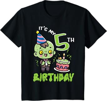 Its My 5th Birthday Zombie 5 Five Year Old Bday Boys Girls T-Shirt